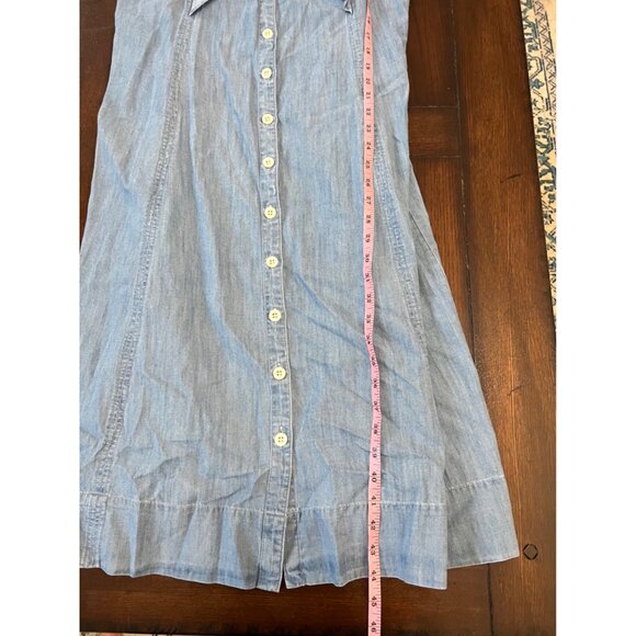 NWT MADEWELL Chambray Princess Seamed Midi Dress Button Front Ruffle Sleeve 14P - Picture 7 of 9
